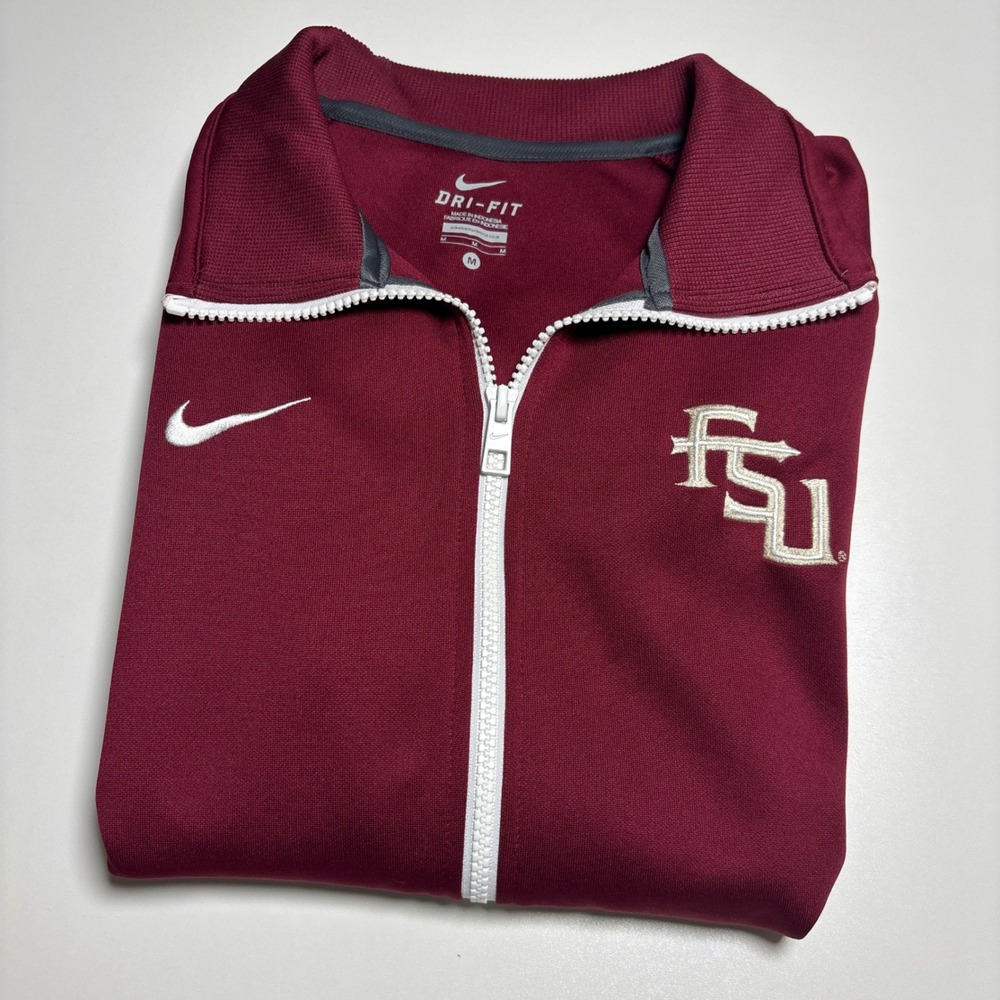 Nike Mens FSU Florida State Seminoles Dri-FIT Full Zip Track Jacket Garnet M - Picture 2 of 8